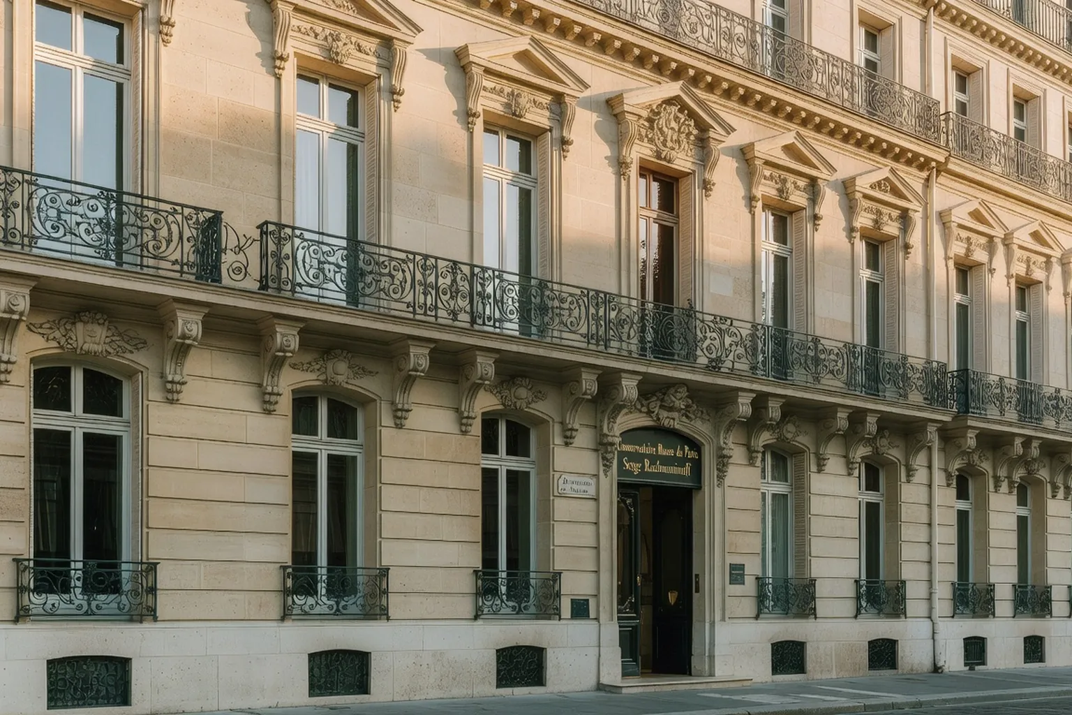 Фасад Русской консерватории имени Сергея Рахманинова в Париже