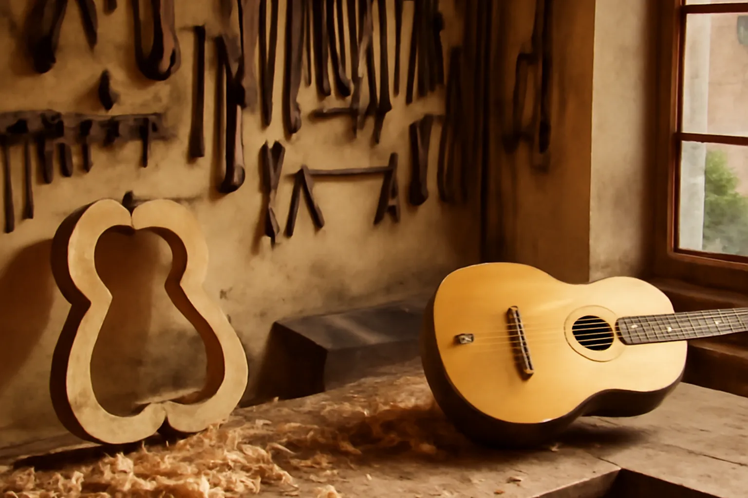 Мастерская французского лютье, корпус джаз-мануш гитары