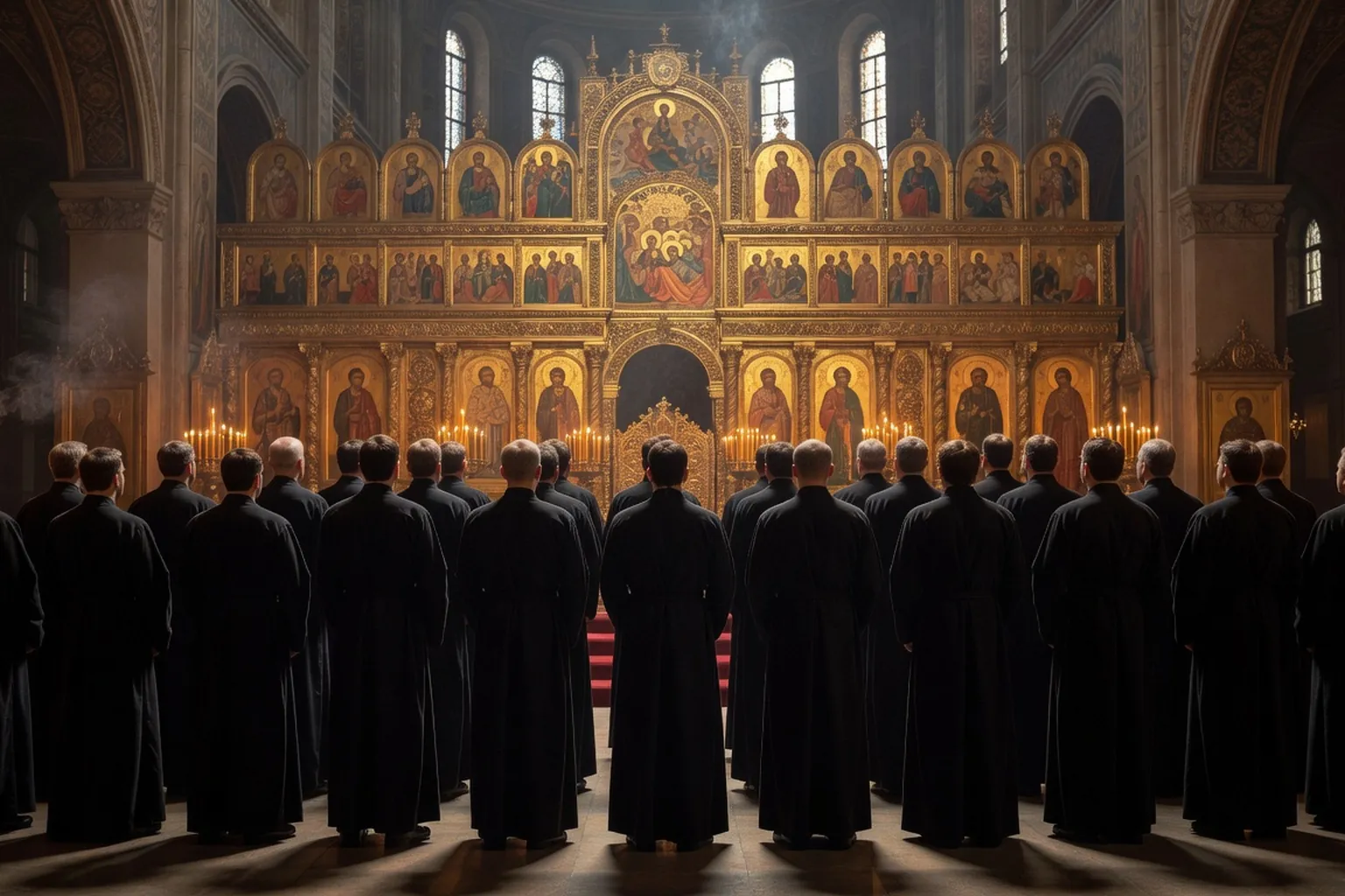Chœur orthodoxe russe chantant a cappella