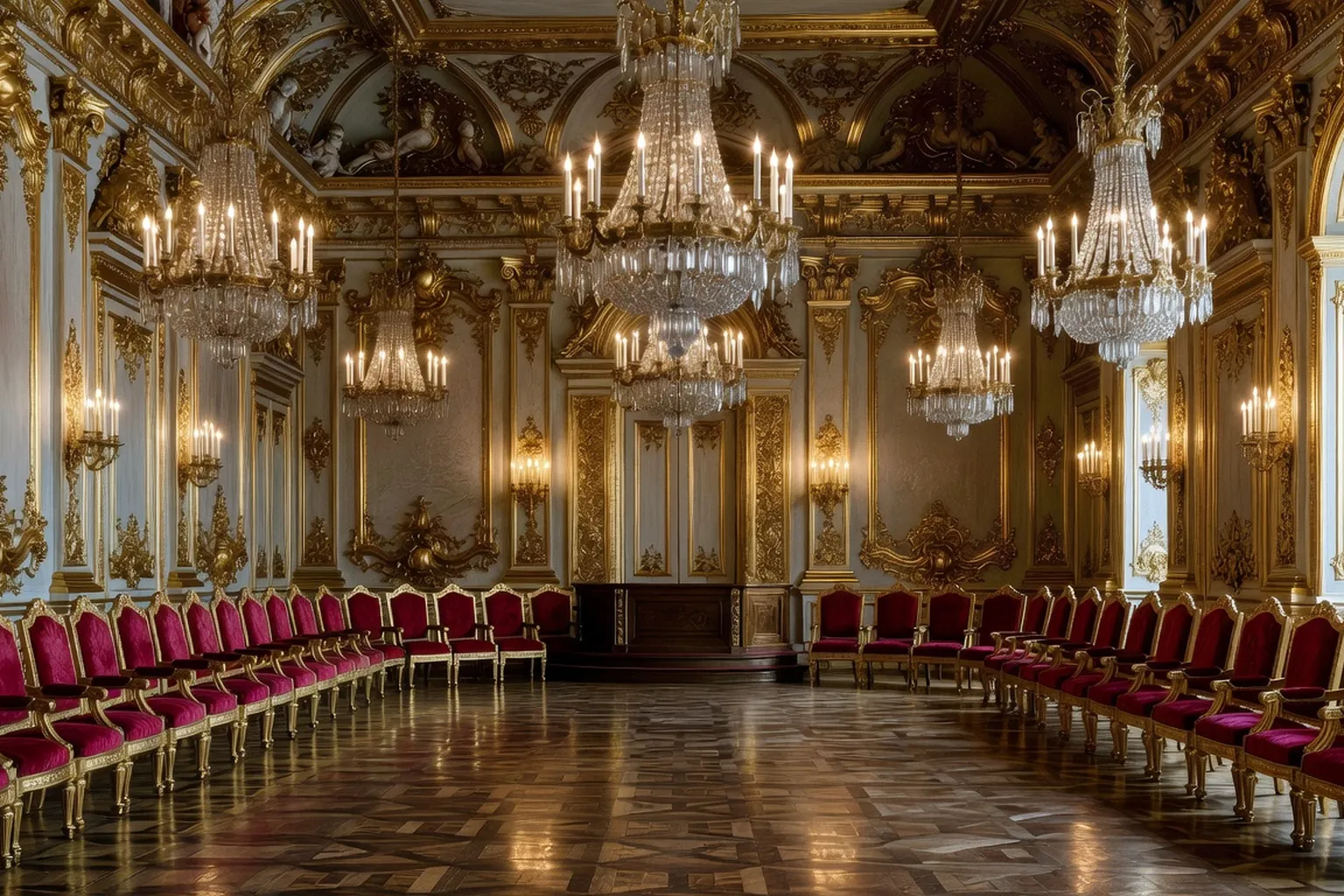 Salle de bal impériale russe du XVIIIe siècle, cadre des premières musiques de cour