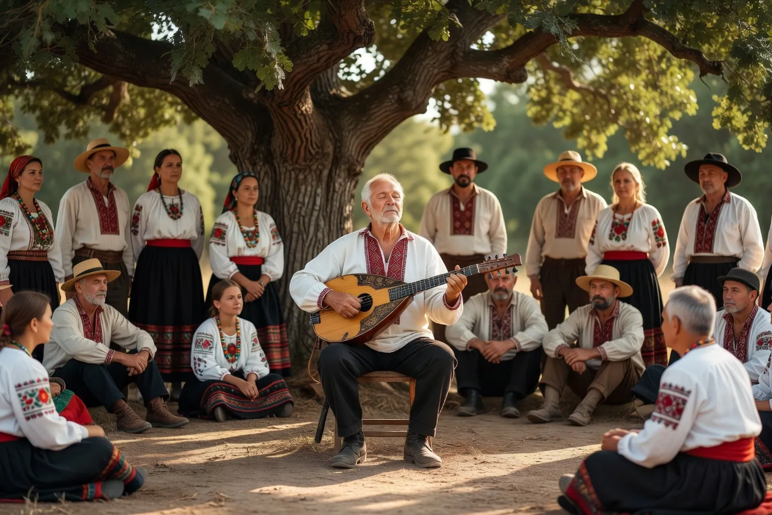 Kobzar jouant de la bandura, tradition épique ukrainienne