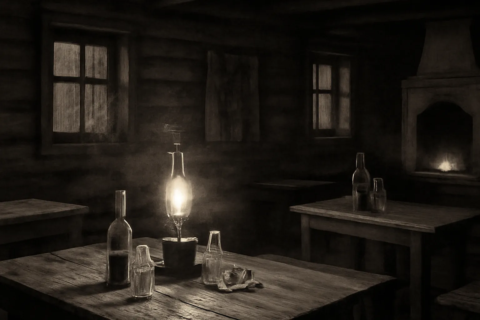 Taverne paysanne russe du XIXe, milieu populaire que Moussorgski a mis en musique