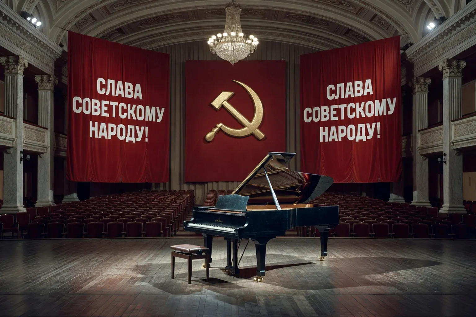 Salle d'apparat soviétique pour concert officiel dans les années 1950