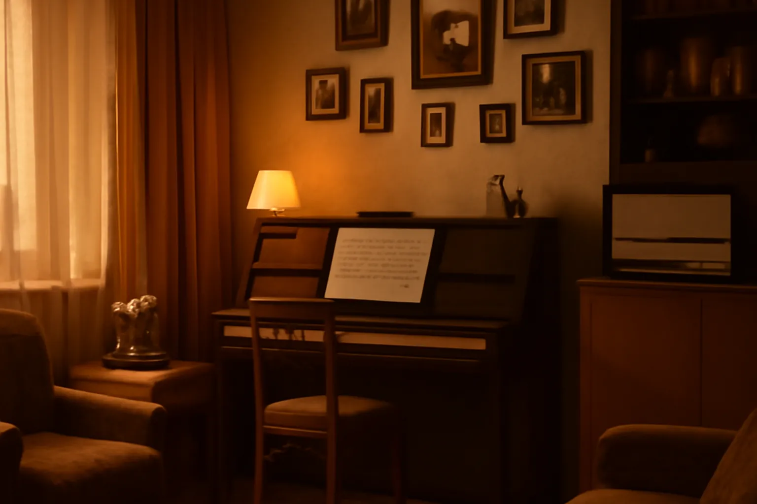 Intérieur d'appartement soviétique, pratique musicale privée à l'époque du dégel