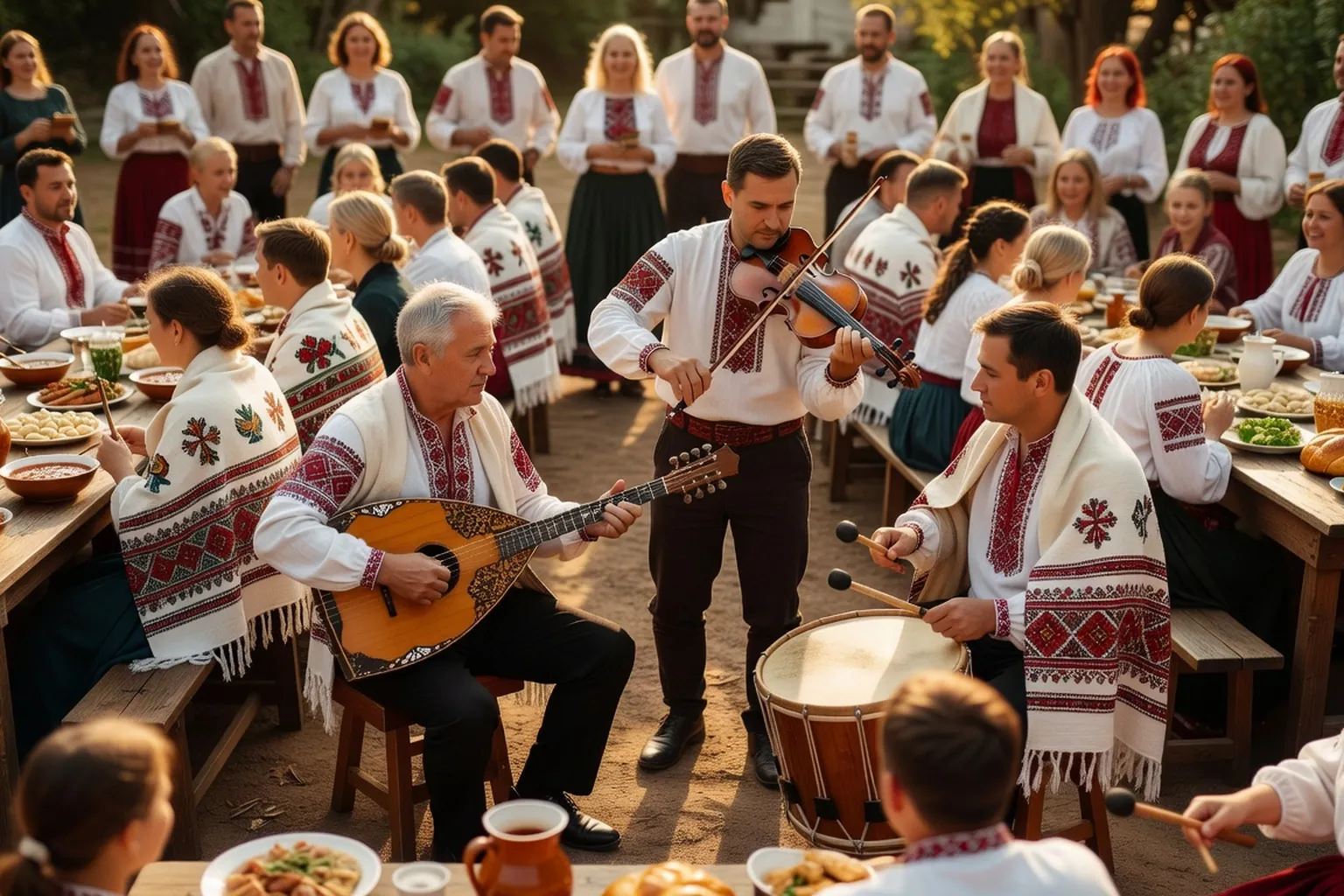 Mariage ukrainien traditionnel avec musiciens folkloriques