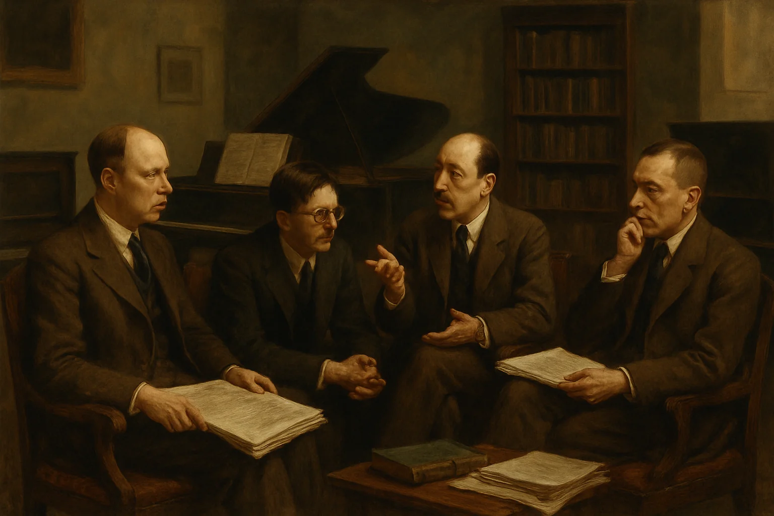 La génération moscovite du début du XXe siècle : Medtner entre Rachmaninov, Scriabine et Prokofiev, dans un salon intellectuel aux partitions et pianos